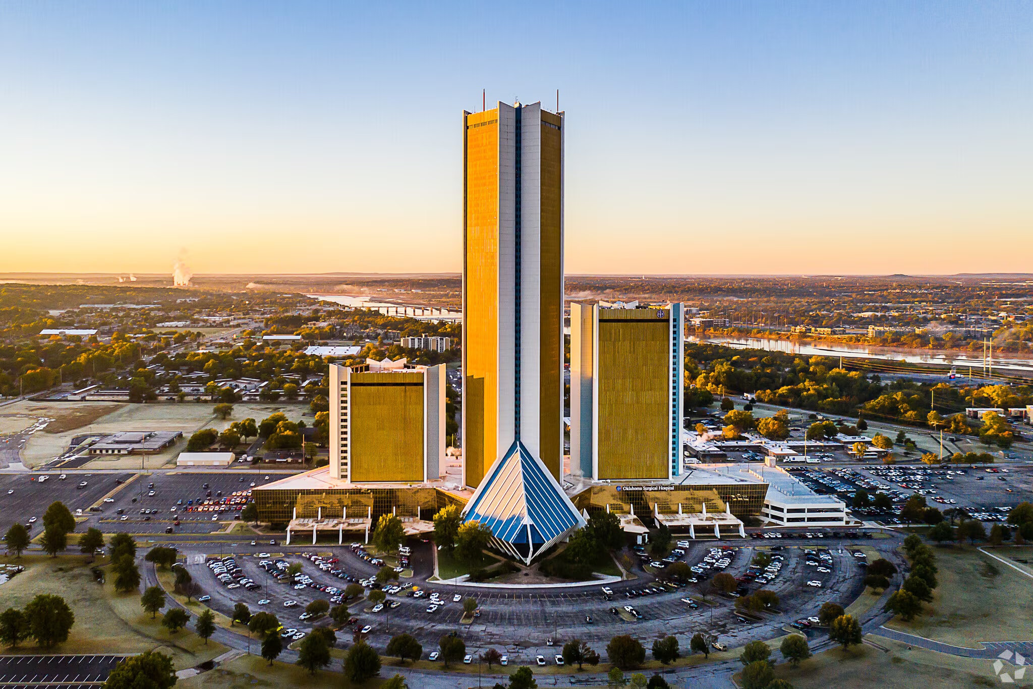 CityPlex Towers at golden hour — Tulsa Oklahoma